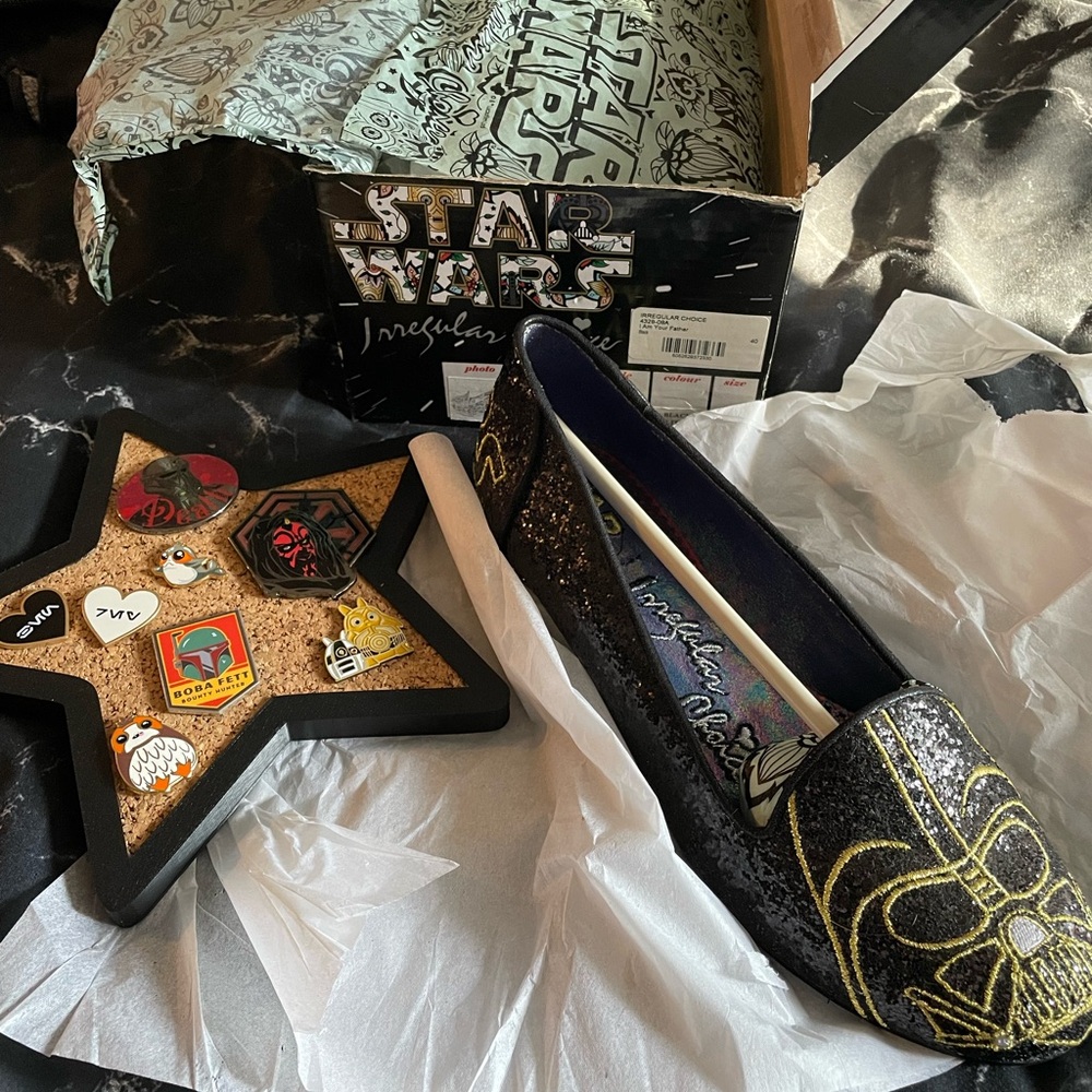 NWT Irregular Choice - Darth Vader Glitter Flats